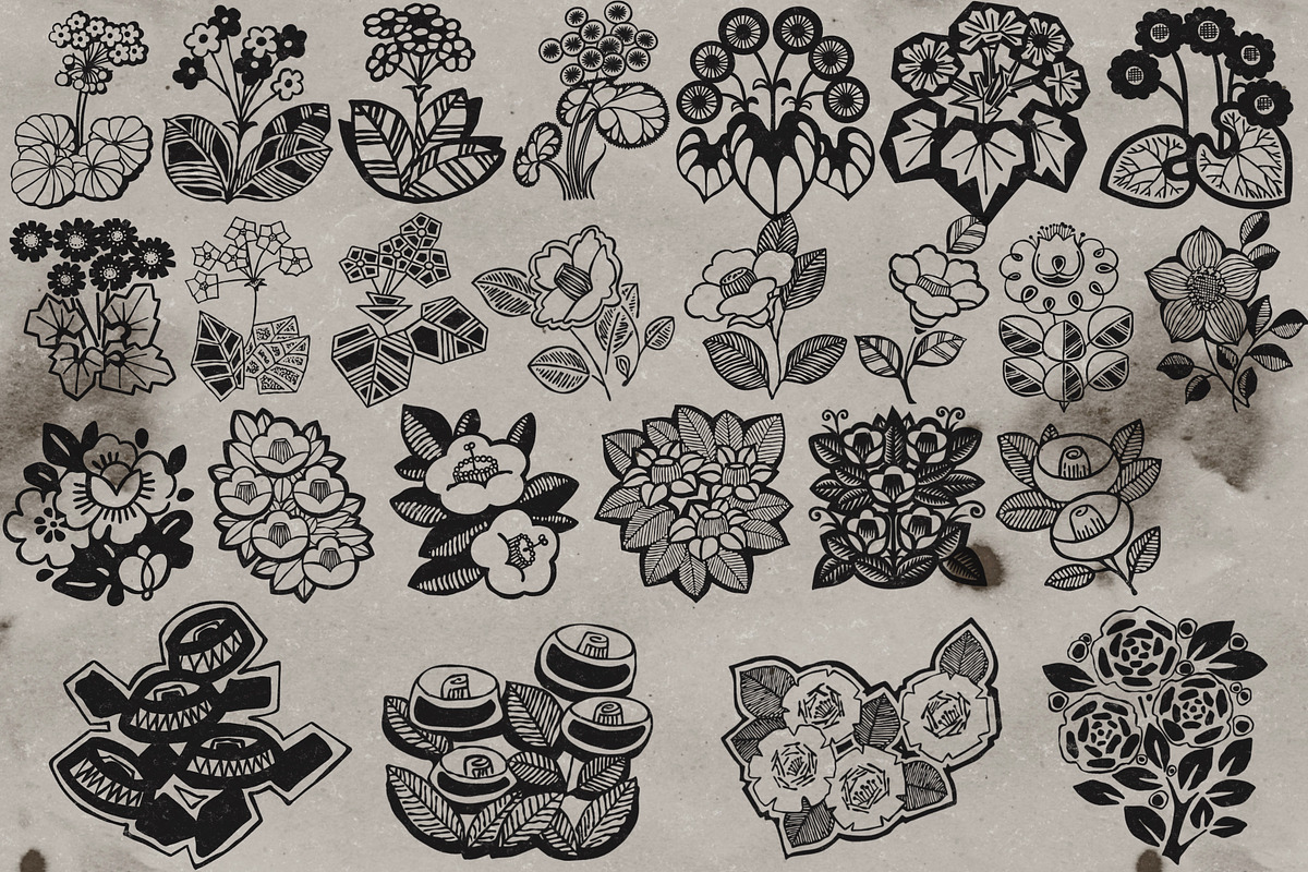Old style flower stamps Procreate, a Brush Add-On by TheWhiteCatLab (Photo 5 of 5)