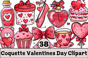 Coquette Valentines Day Clipart, an Illustration by Design Market (Thumbnail 1 of 4)