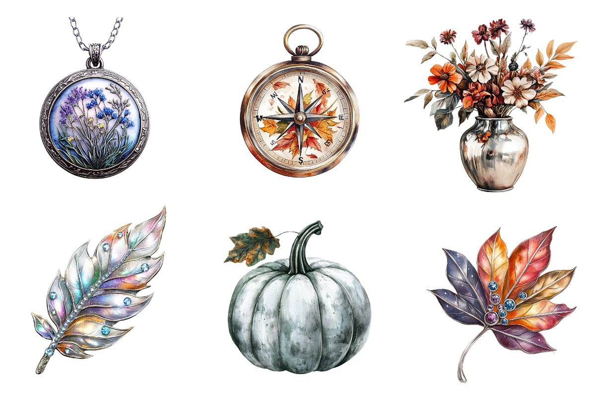 Silver Vintage Aesthetic Autumn Clip, an Illustration by CreationArt (Photo 5 of 5)