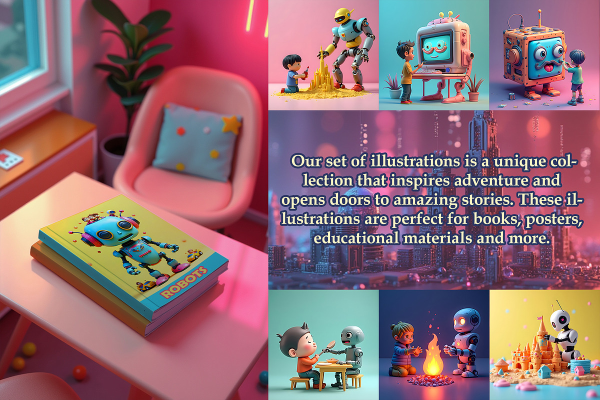 Robots and children illustrations, a Person Illustration by AG Mockups (Photo 4 of 6)
