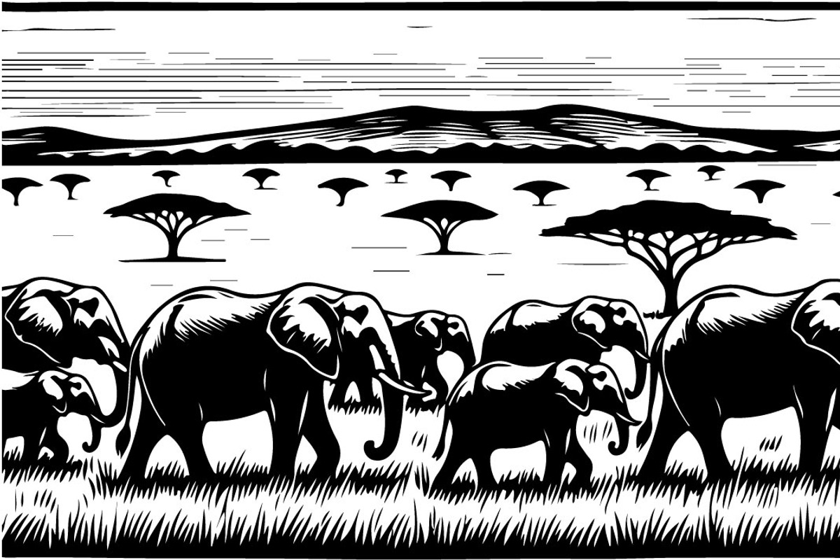 Wild Elephant Silhouette Set, an Illustration by jahid234 (Photo 17 of 21)