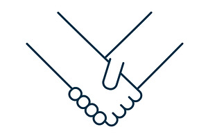 Two hands clasped in handshake, an Object Graphic by sceptical cactus