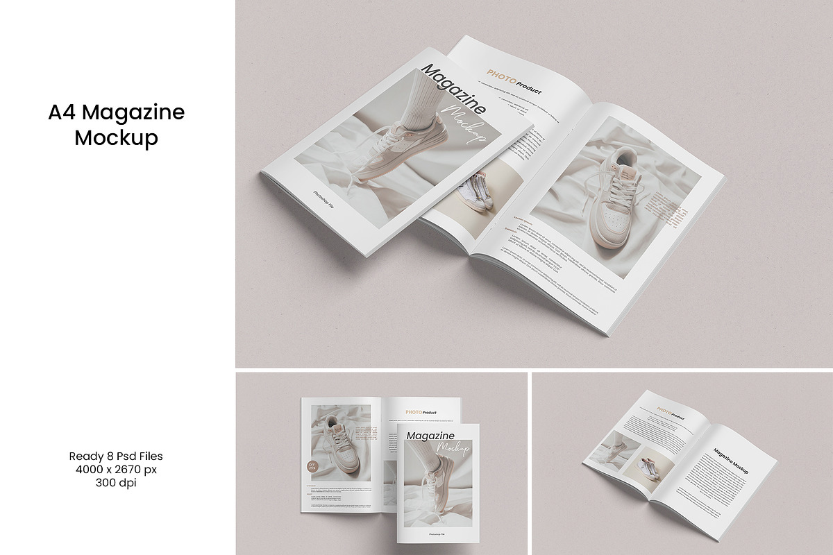 A4 Magazine Mockup, a Magazine Template by Graphicbars (Photo 1 of 11)