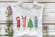 Christmas Teacher Pencils PNG, an Illustration by CraftArtStudio (Thumbnail 2 of 4)
