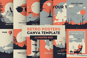 12 Retro Posters Canva Template