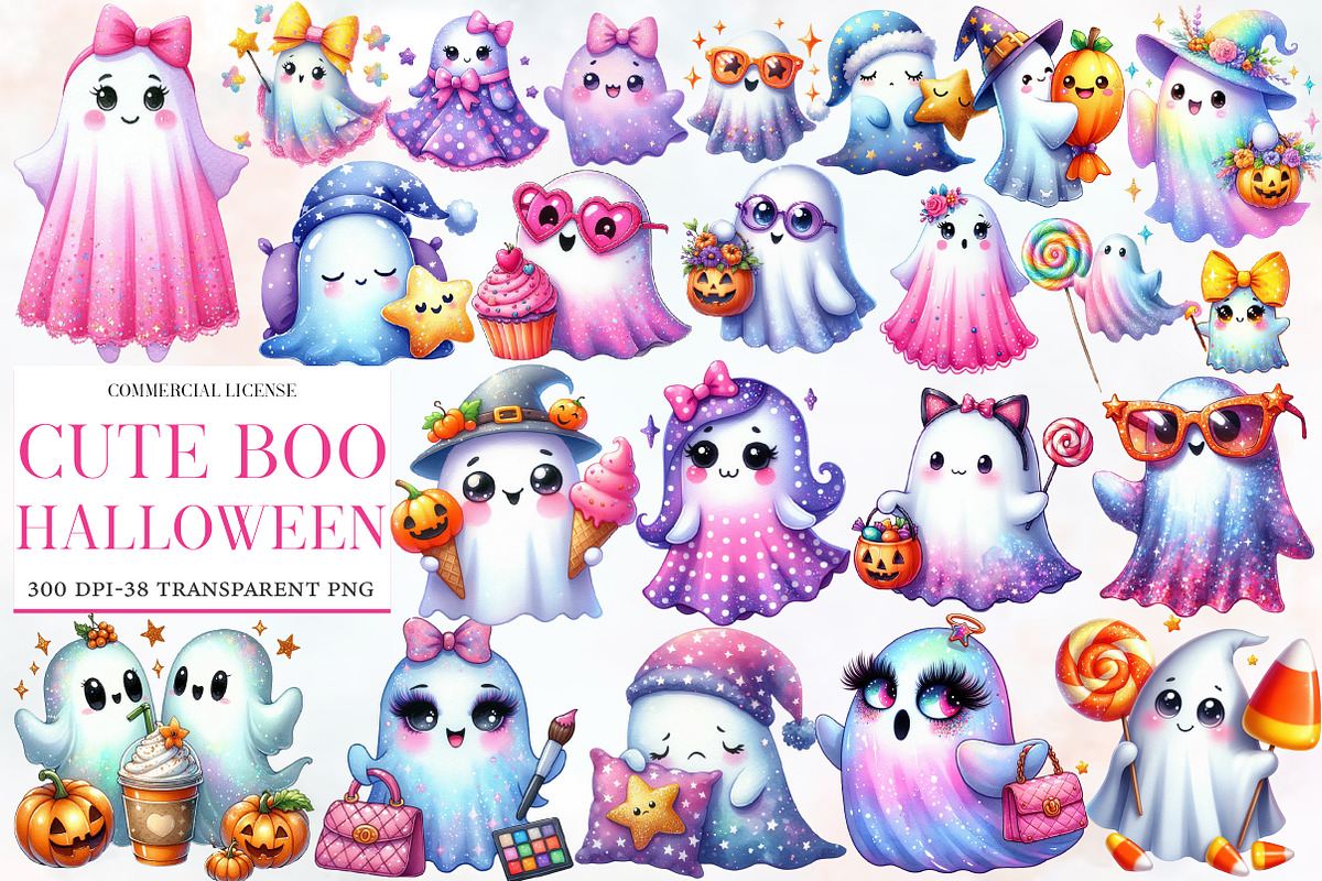 Boho Halloween Trick or Treat Clipar, an Illustration by Designworld (Photo 1 of 6)