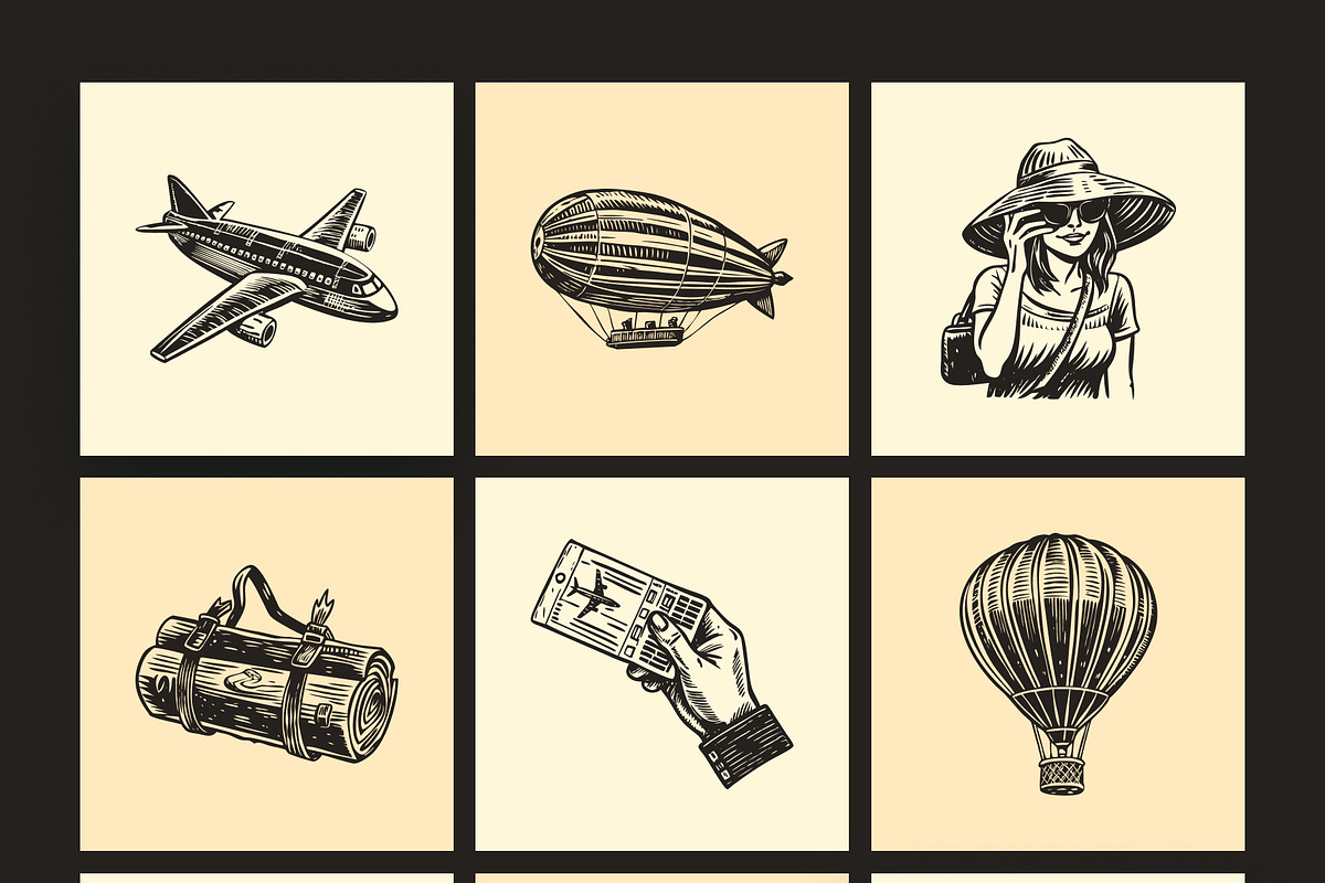 Vintage Travel Illustration Set, a Transportation Illustration by Prosymbols (Photo 7 of 10)