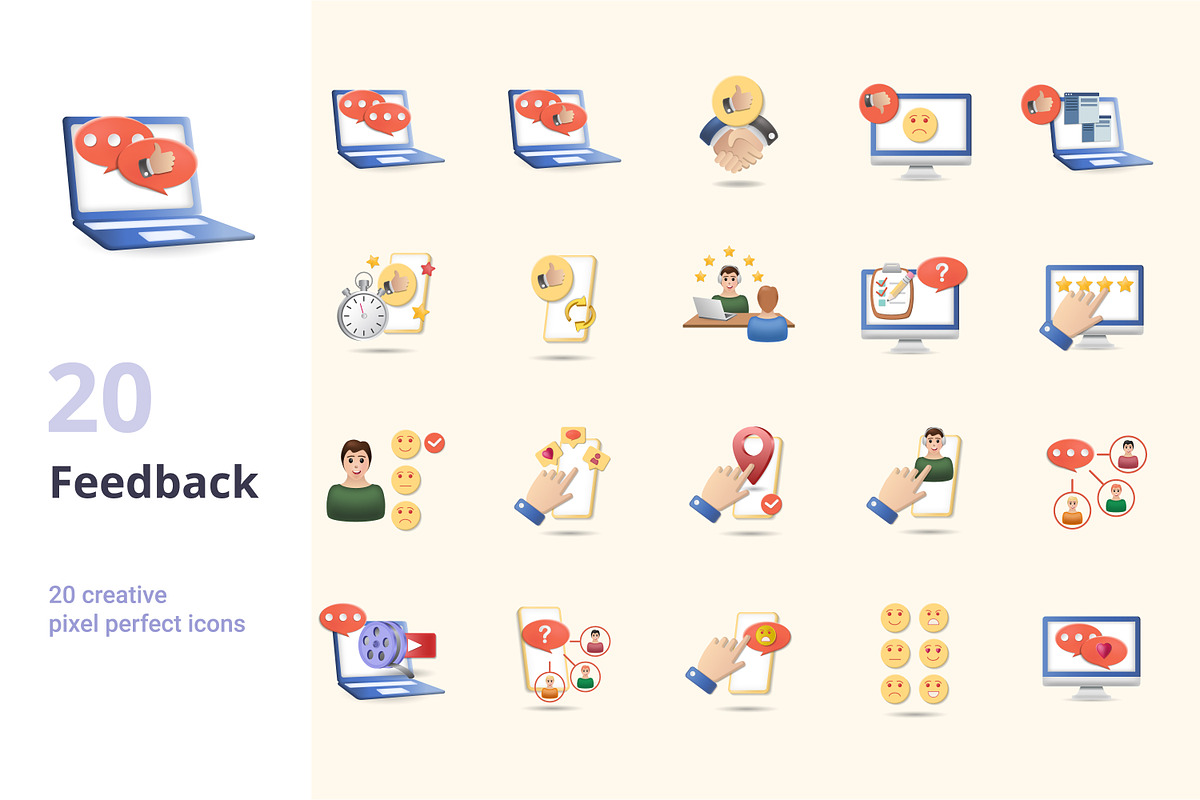Feedback 3D Icons Set Bundle, an Object Graphic by Aimagenarium@gmail.com (Photo 1 of 21)