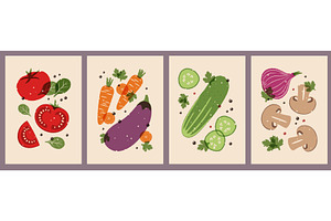 Contemporary vegetables cards. Whole, a Food Illustration by YummyBuum