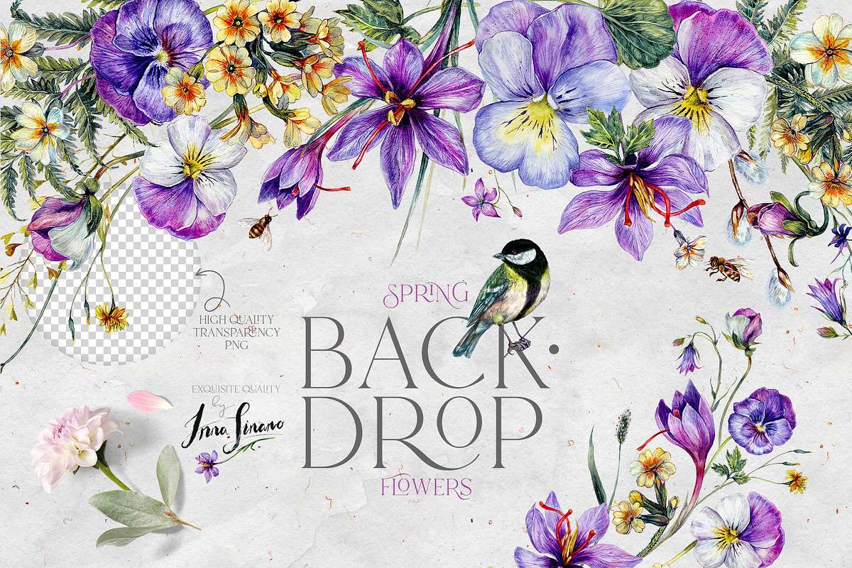 SPRING FLOWERS Watercolor Collection, a Decorative Illustration by Inna Sinano (Photo 6 of 11)