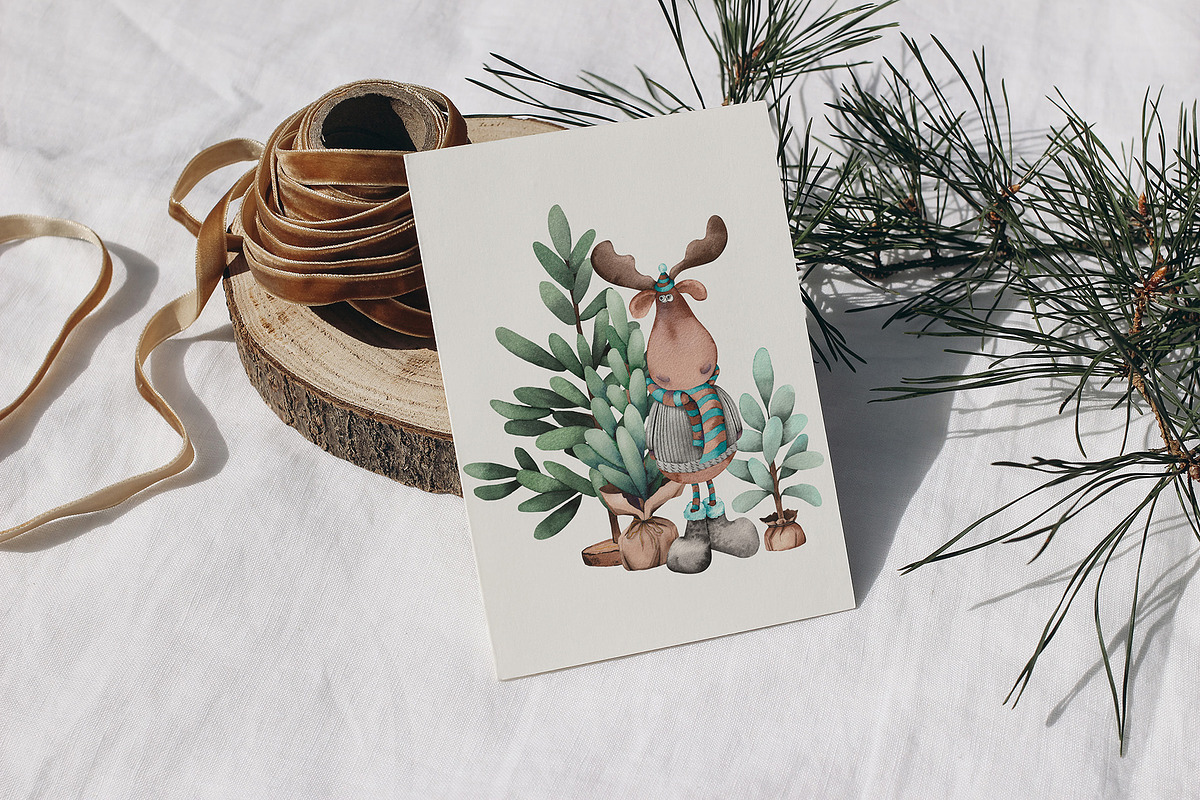 Christmas Snowmen Cartoons & Trees, an Animal Illustration by Jeanna Draw (Photo 8 of 13)