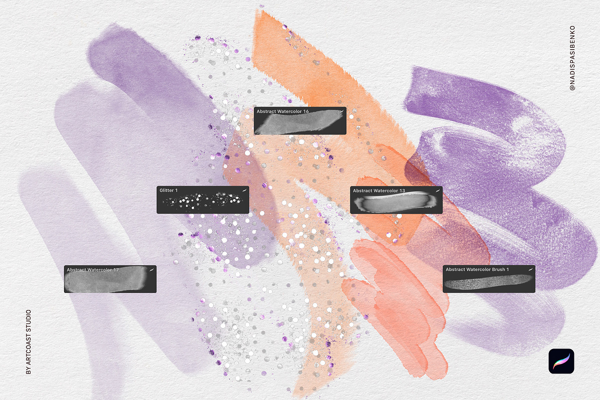 Procreate Abstract Watercolor Tools, a Brush Add-On by Spasibenko Art (Photo 3 of 8)