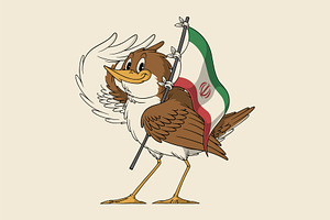 Nightingale Bird with Iran Flag, an Object Graphic by Judsart