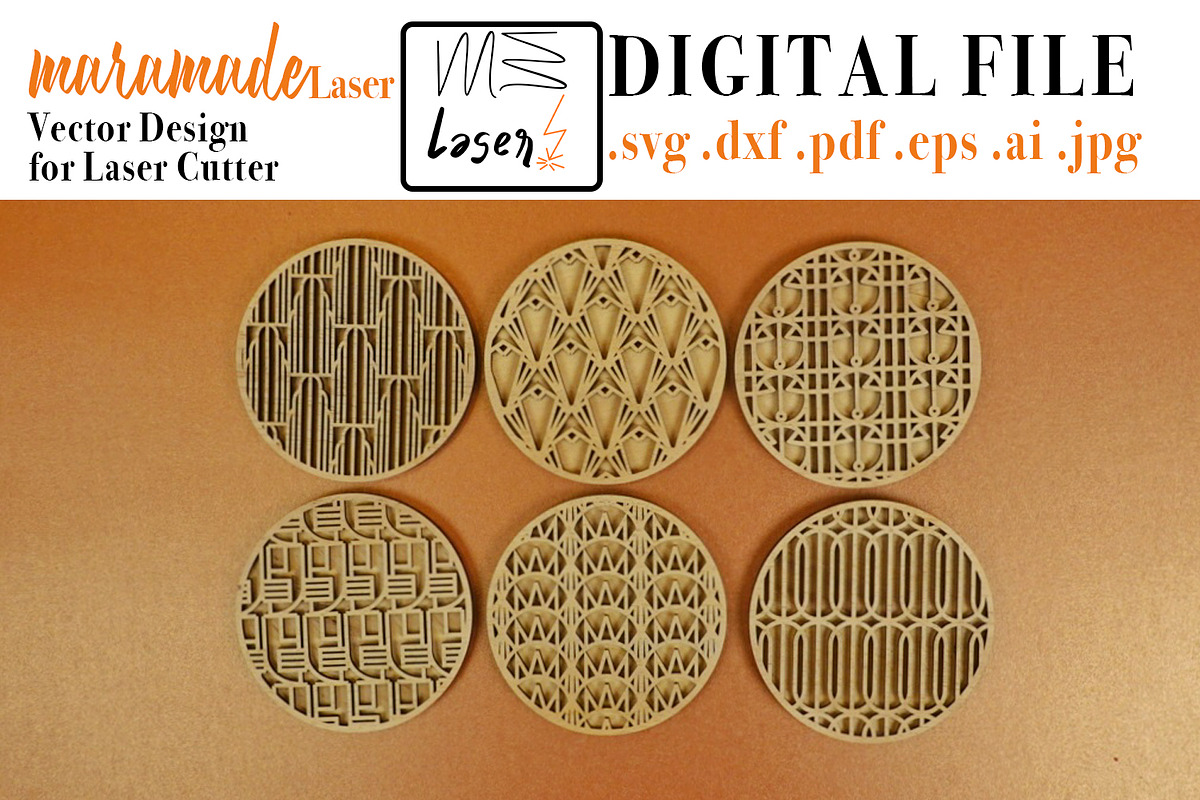 Art Decò Coasters 3 for Laser Cut., an Object Graphic by MaramadeLaser (Photo 1 of 5)