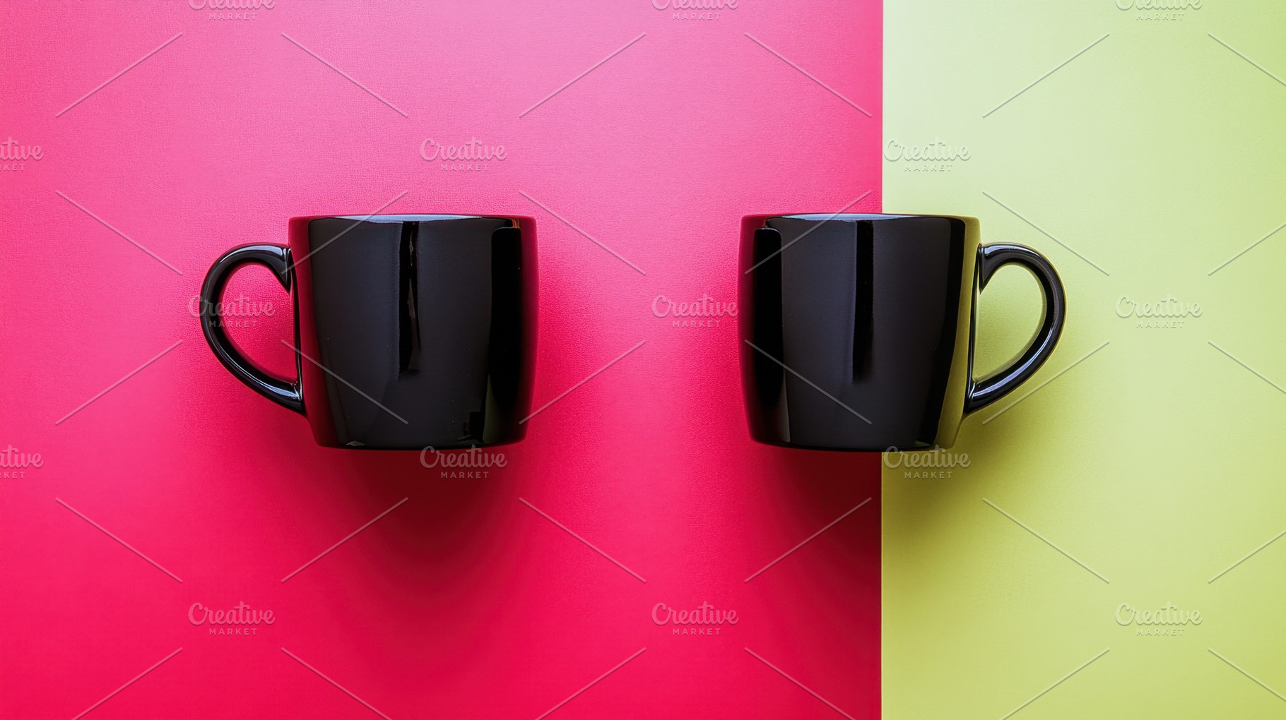 Black mugs on contrast, a Photo by Beautiful things