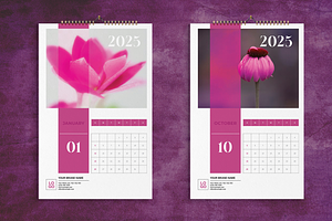 Magenta Wall Calendar 2025 Template, a Stationery Template by Boris Cupac
