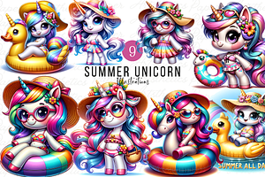 Summer Unicorn Beach Graphics