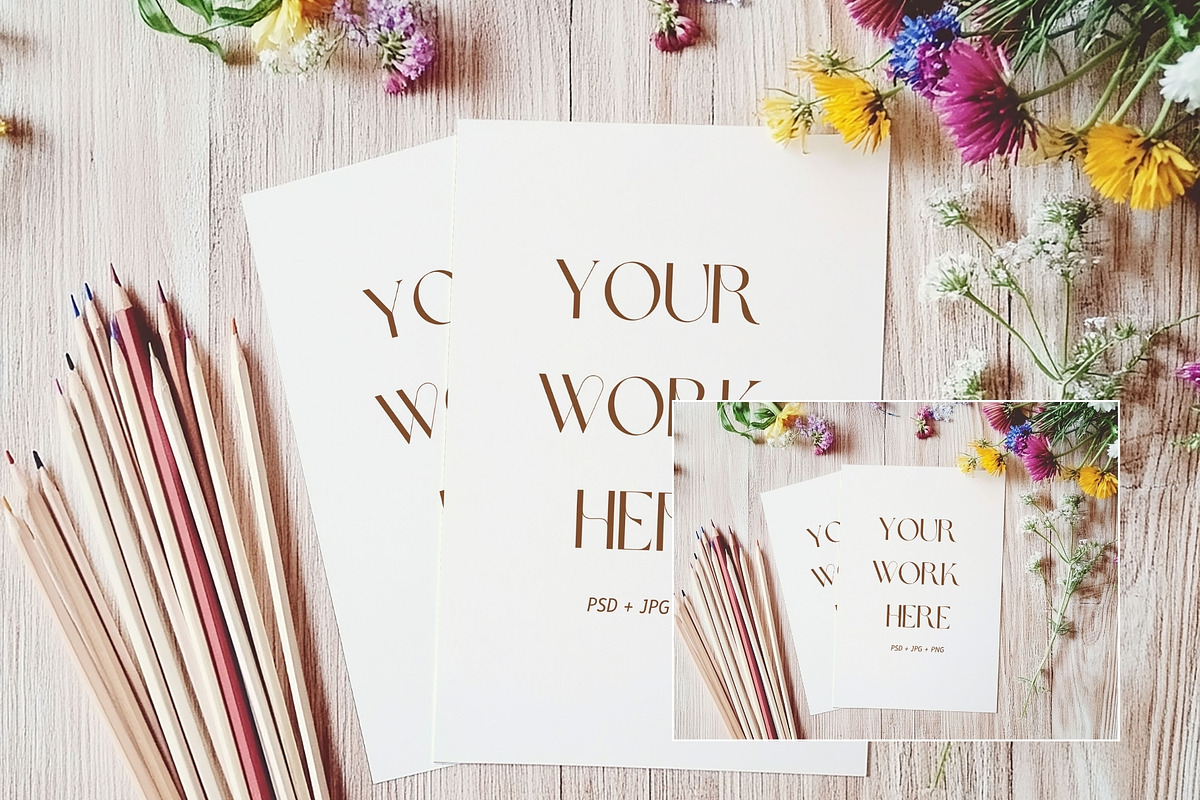 Two A4 Page Mockup Pencils PA-WI-02, a Books & Magazine Mockup by Callistemon Creative (Photo 2 of 7)