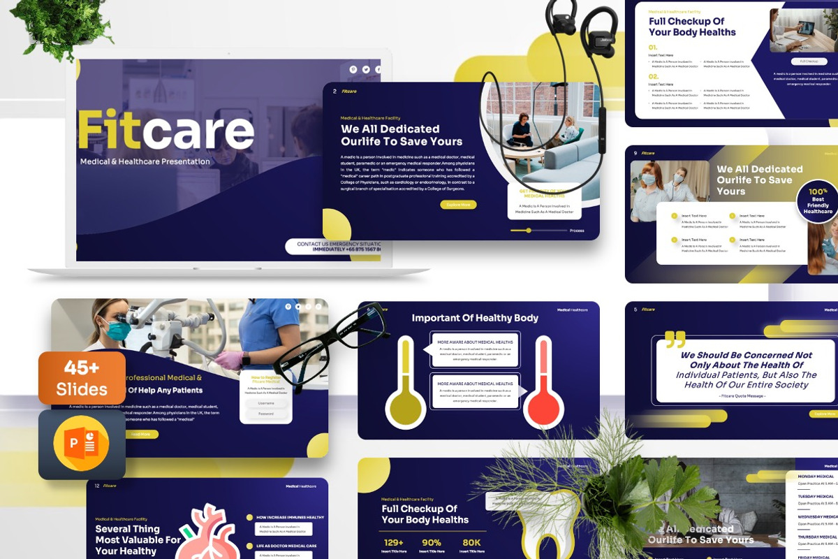 Fitcare - Medical Powerpoint, a Presentation Template by Dhabee (Photo 1 of 8)