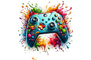 Color Splash Game Controller Set, a Technology Illustration by DoubleTwists (Thumbnail 4 of 5)