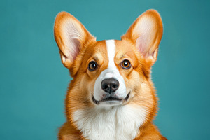 Cute corgi dog with large upright ears and fluffy coat looking d, an Animal Photo by José Manuel Gelpi
