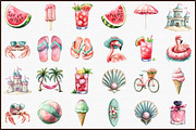 Watercolor Pink & Mint Summer Clipar, an Illustration by Sublimation Artist (Thumbnail 2 of 6)