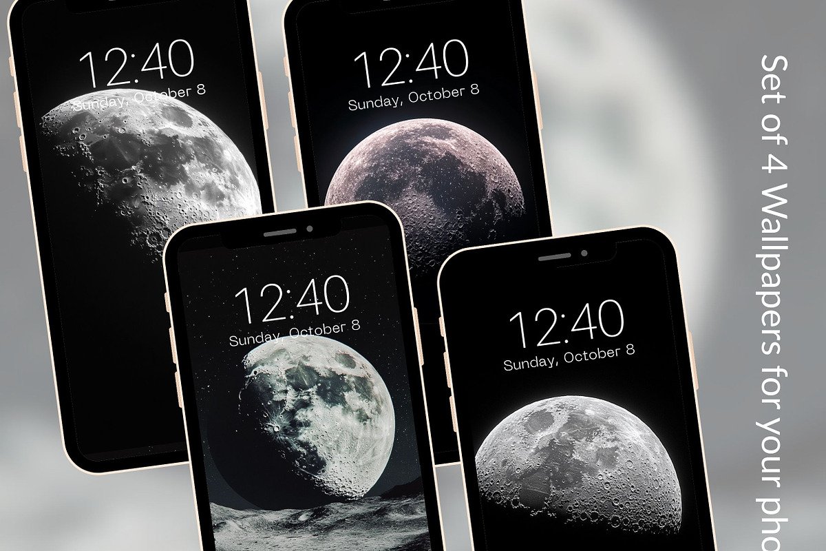 Moon Phone Wallpapers Set, a Graphic by Kalindiprints (Photo 6 of 6)