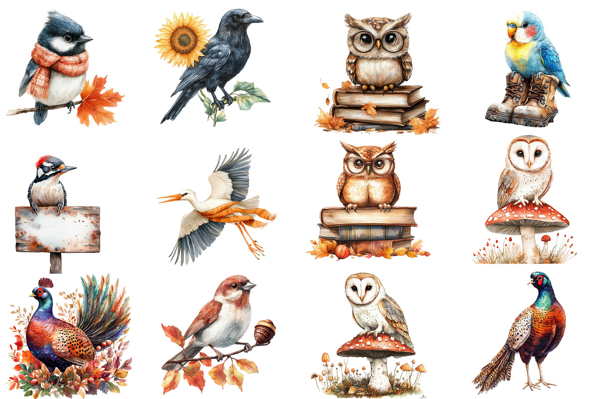 Autumn Birds Clipart, an Illustration by Designworld (Photo 2 of 5)