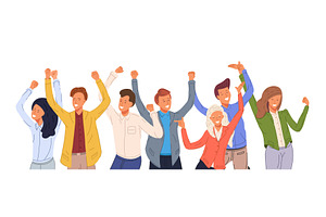 Happy group of people celebrating, a Person Illustration by Yayasya