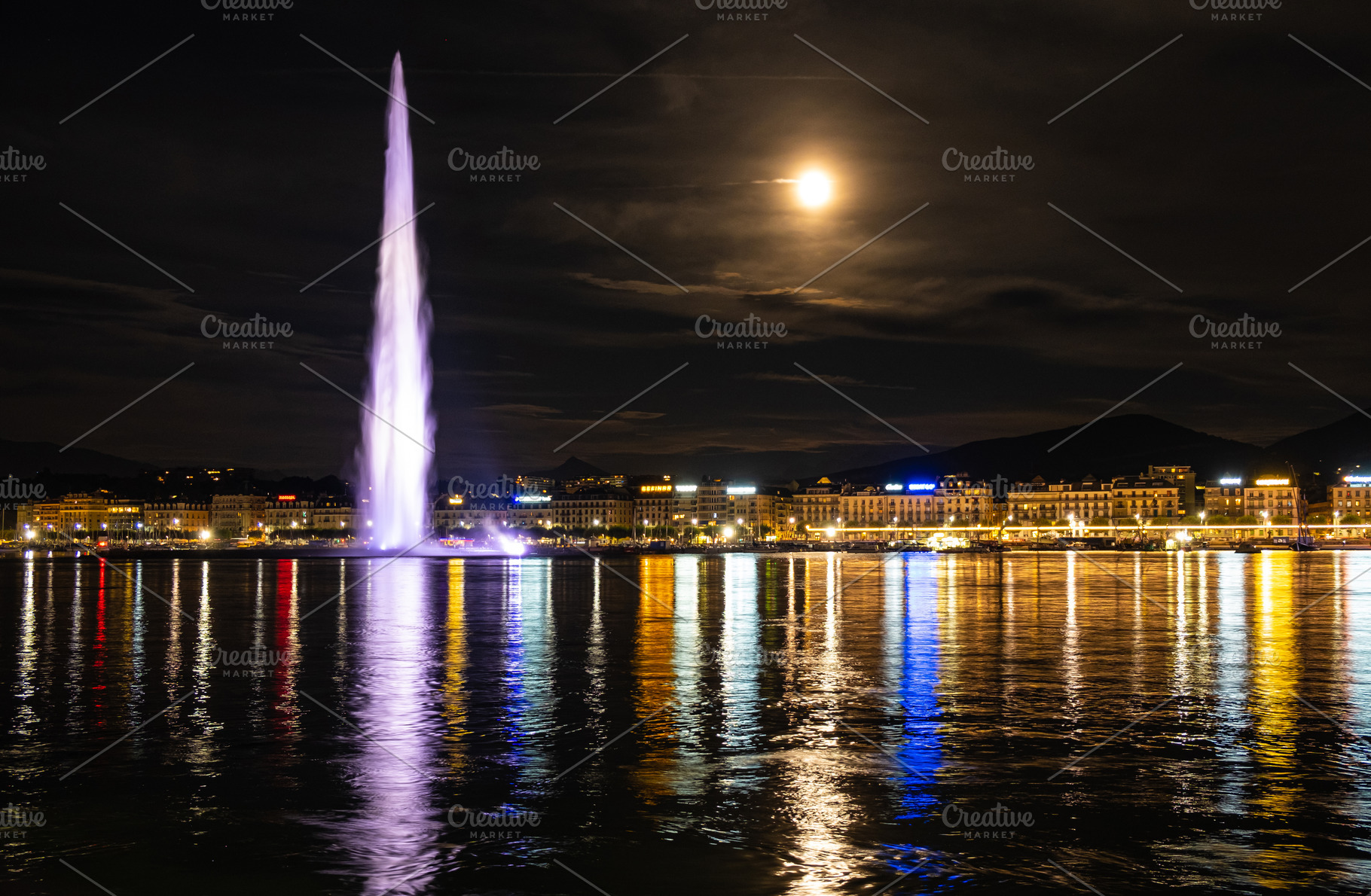 Geneva switzerland featuring geneva, switzerland, and night, an Architecture Photo by 135pixels