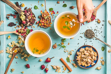Two cups of healthy herbal tea stock photo containing tea and cup, a Food & Drink Photo by Foxys