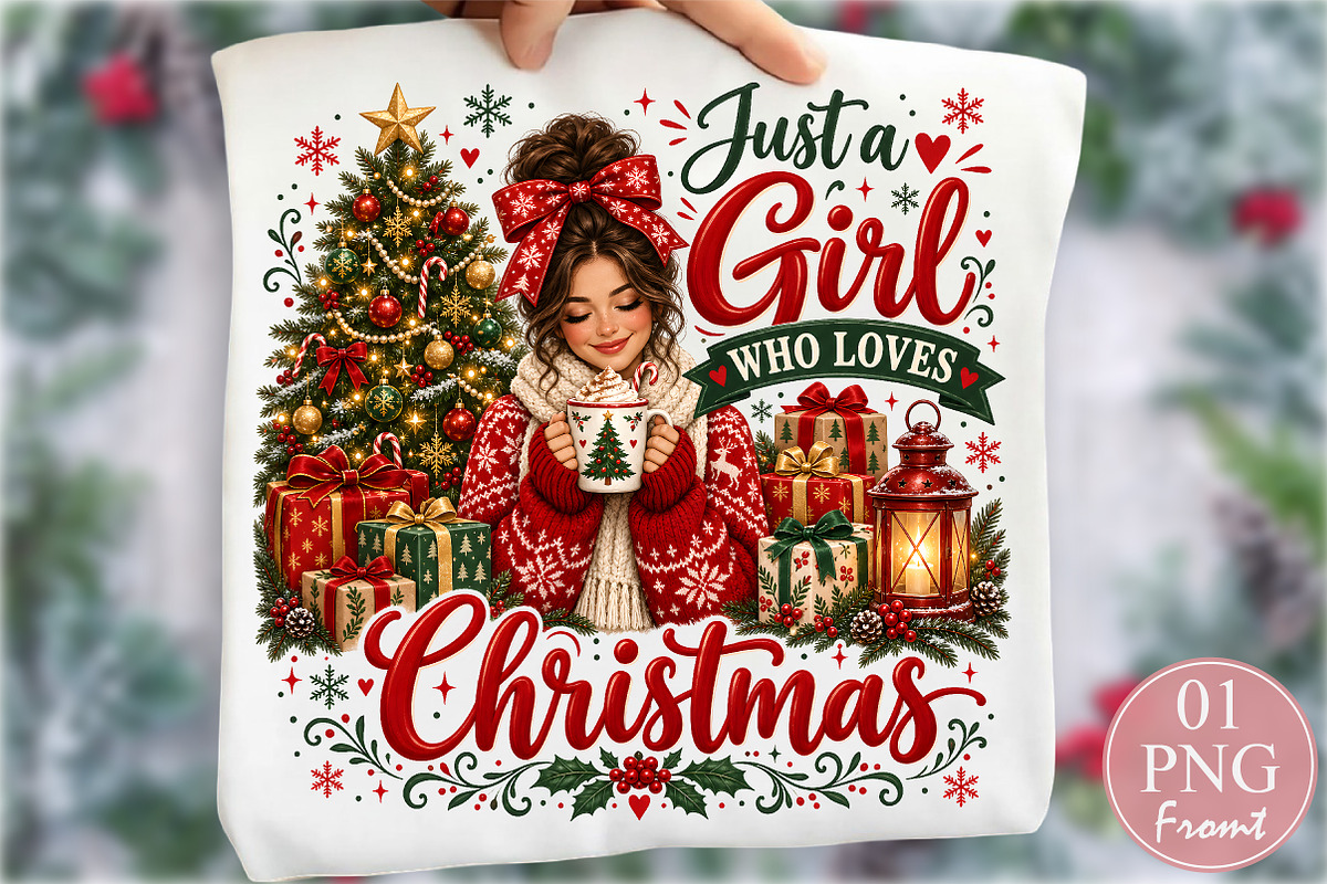 Just A Girl Who Loves Christmas PNG, a Seasonal Illustration by Rose Art (Photo 1 of 4)