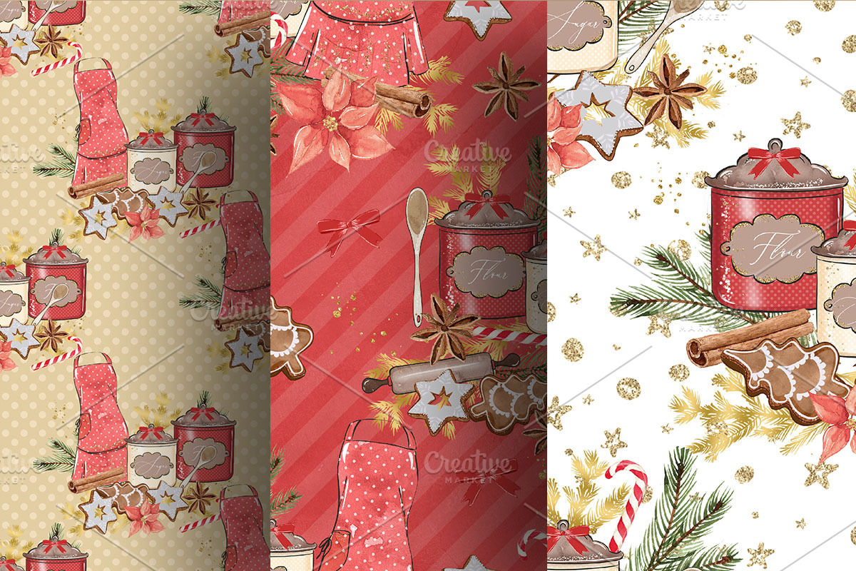 Gingerbread digital paper pack, a Pattern Graphic by designloverstudio
