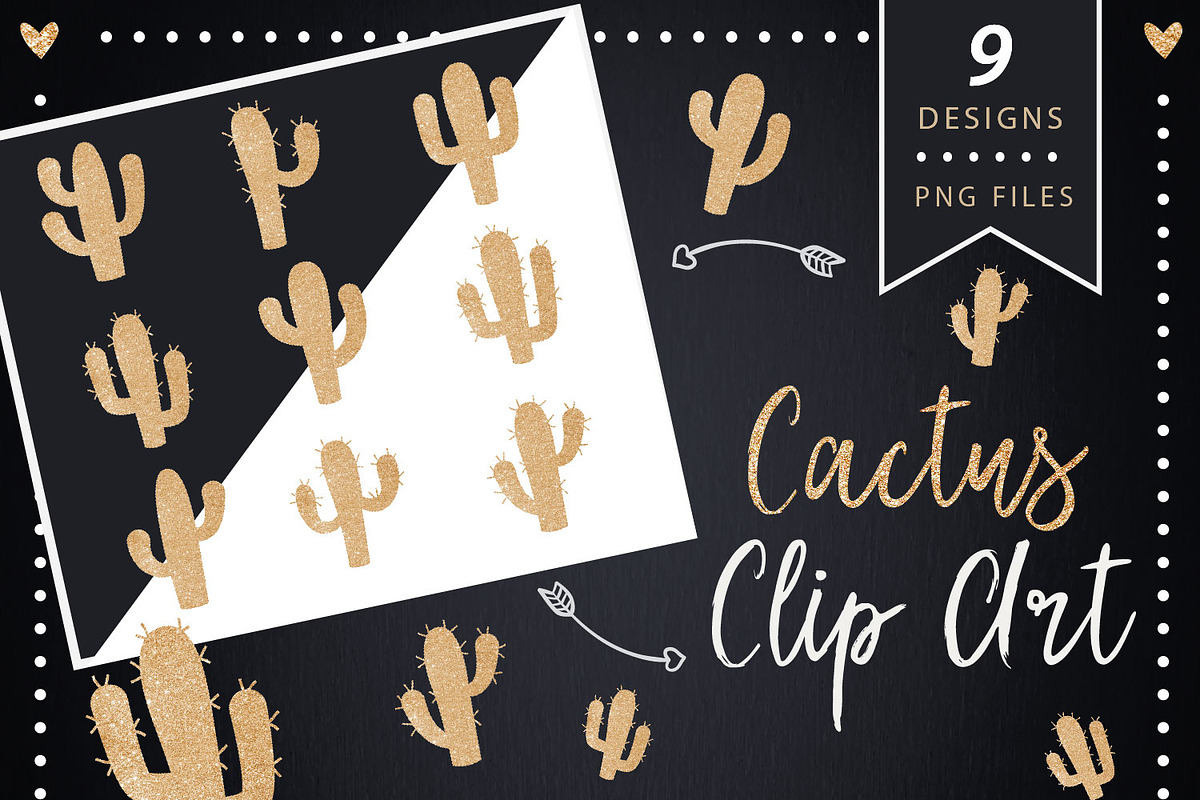 Cactus Gold Glitter Clip art, a Graphic by ConfettiBears (Photo 1 of 5)