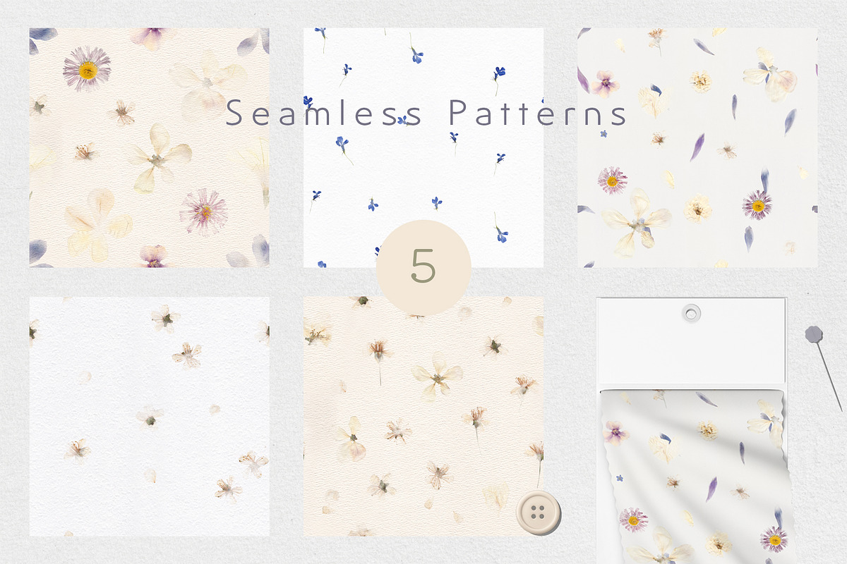 Hana Washi Botanical Paper Floral, a Pattern Graphic by mila_leev (Photo 2 of 12)