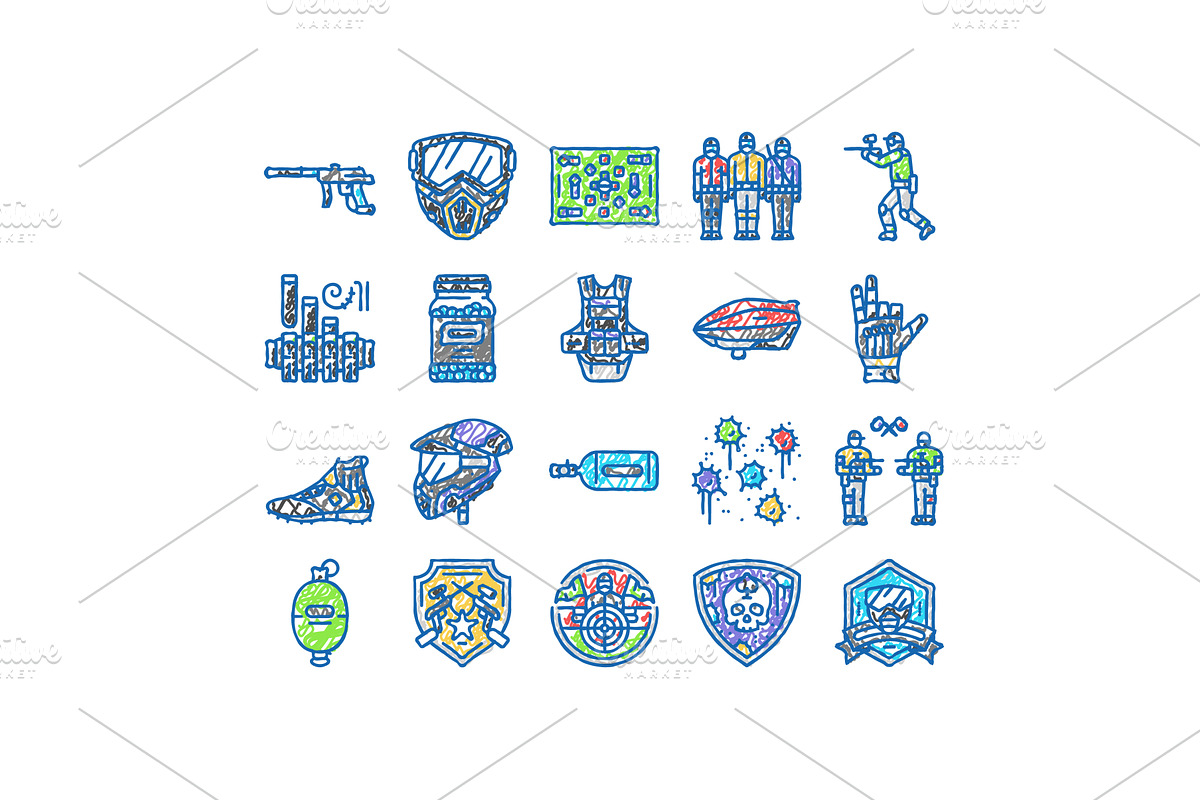 paintball game player team icons, an Object Illustration by pikepicture