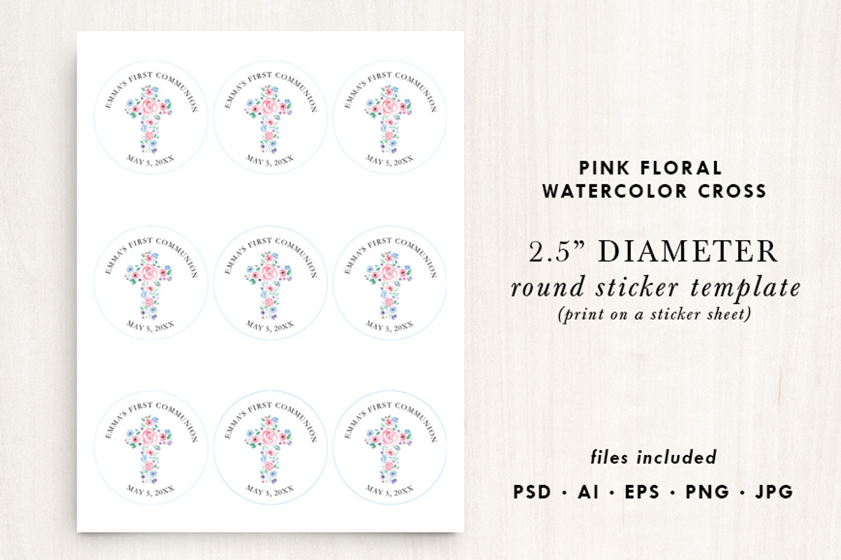 Watercolor Floral Cross Invitation, an Invitation Template by La Bella Rue (Photo 2 of 4)