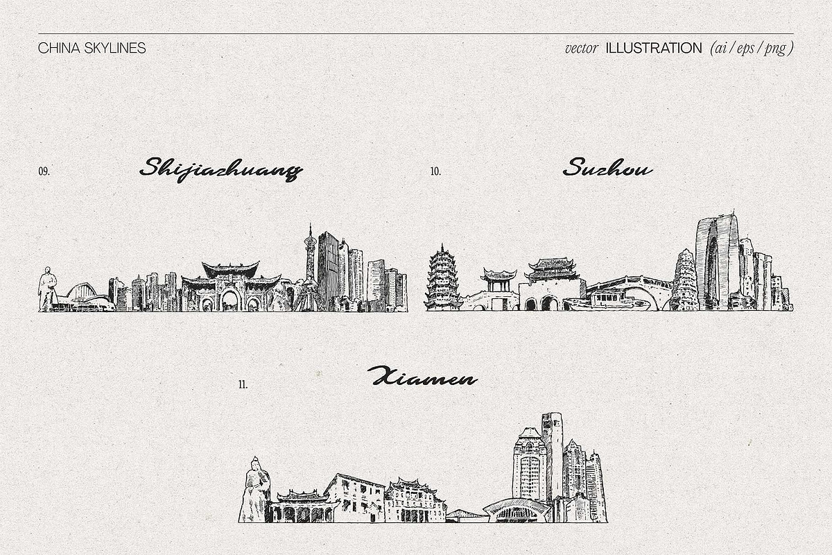 Hand-Drawn China Skylines, a Work Illustration by TheMountBirdStudio (Photo 6 of 8)