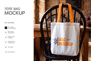 Canvas Tote Bag Mockup on Chair, a Merchandise Mockup by graphypix (Thumbnail 2 of 4)