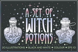 A set of witch potions., an Illustration by KS.IVA
