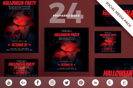 Social Media Pack | Halloween Party, a Social Media Template by Amber Graphics