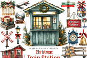 Christmas Train Station Clipart, an Illustration by Craft Nest (Thumbnail 1 of 6)