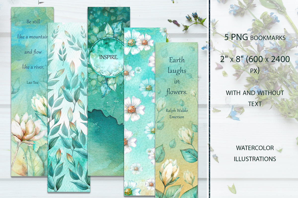 Turquoise Ocean Bookmarks with Quotes