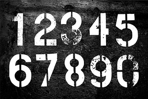 Stencil Grunge Vector Numbers