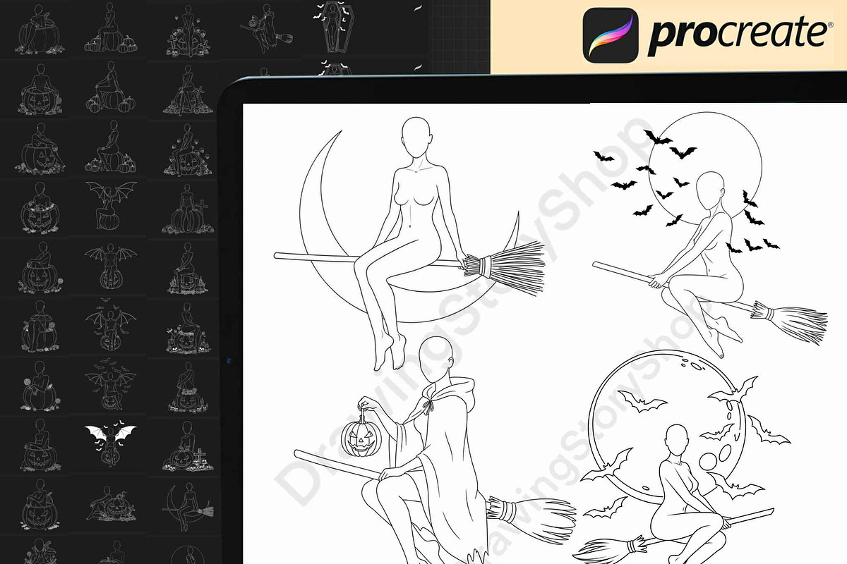 120 Procreate Halloween Anime Stamps, a Brush Add-On by DrawingStoryShop (Photo 2 of 6)