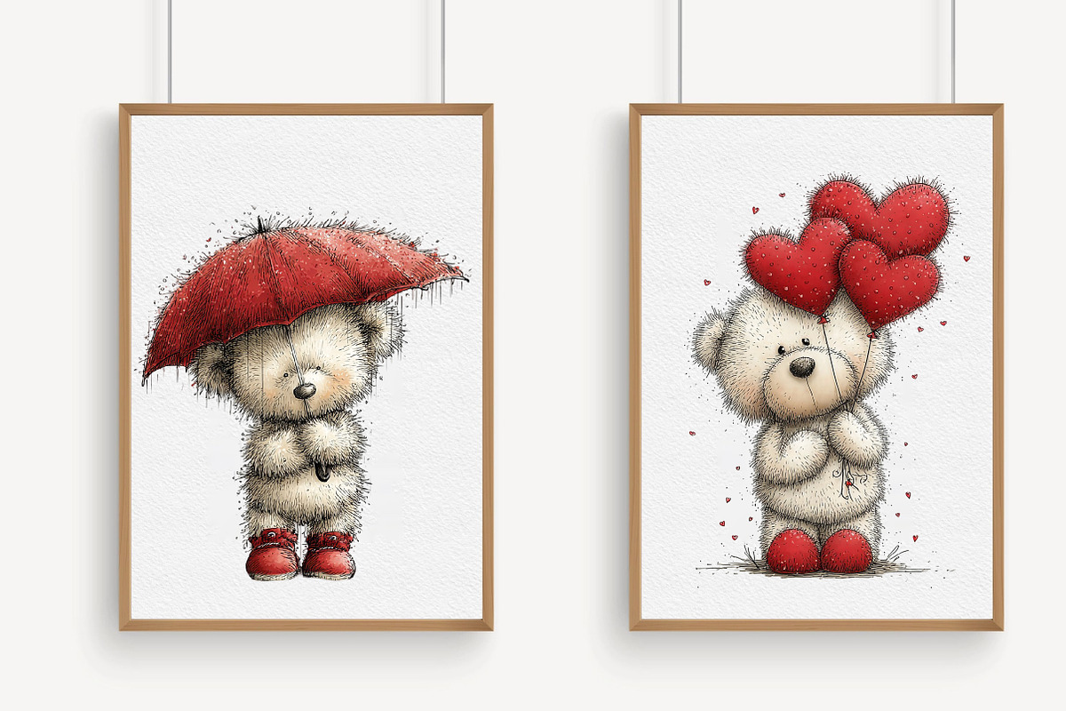 Whimsical Valentine Teddy Bear Clipa, an Illustration by Libby Wishes (Photo 3 of 7)