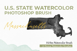 Massachusetts US Watercolor PS Brush