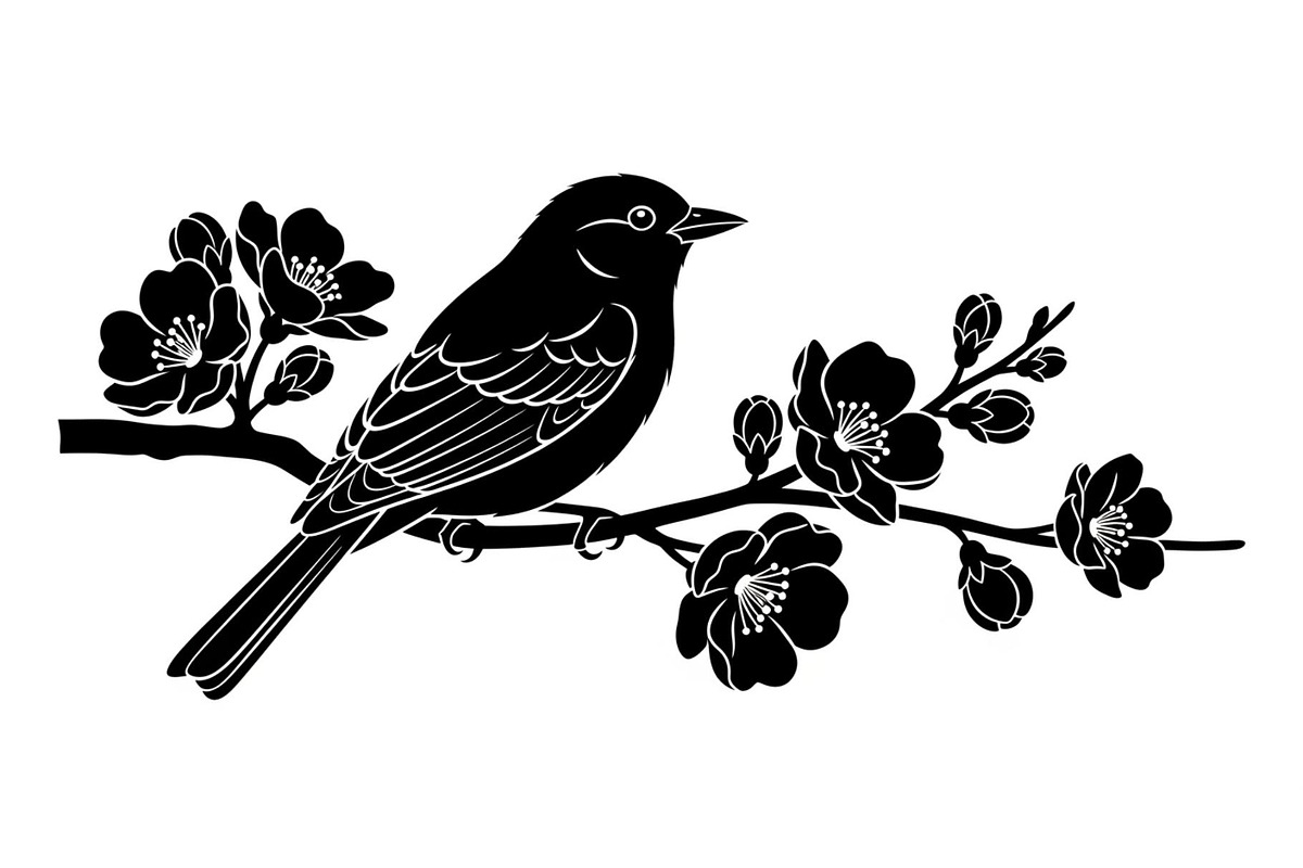 Bird Branch Silhouette Bundle, an Illustration by yasushie (Photo 13 of 31)