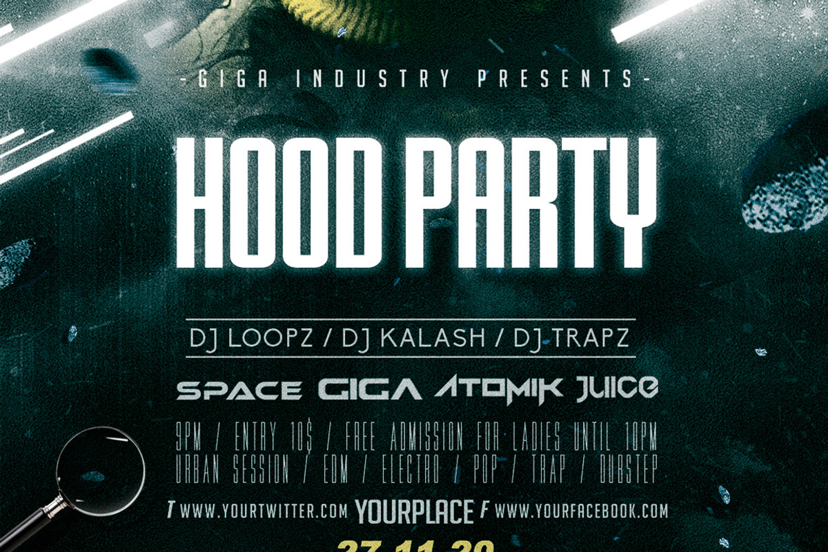 Hood Party | Club & Deejay Flyer, a Flyer Template by GIGA-TEMPLATE (Photo 5 of 5)