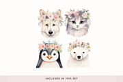 Animals in Floral Crowns Clipart, a Decorative Illustration by illuztrate (Thumbnail 7 of 9)